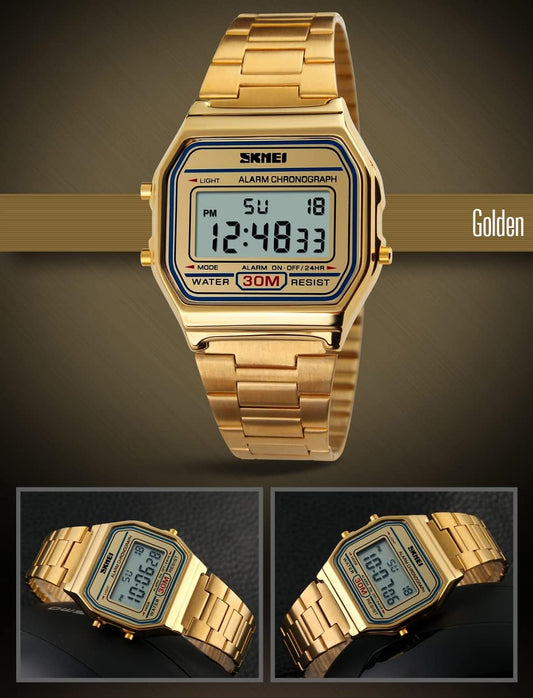 Skmei 1415 – Women Digital Stainless Steel Water Resistant – Gold
